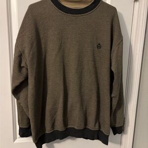 Men's Houndstooth Crewneck Sweater - Black and Tan, Sz XL